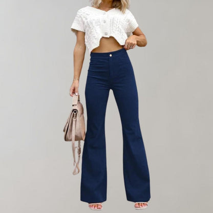 Mode Velpantalon Zacht Vloeiend met Rib - StudioMarella