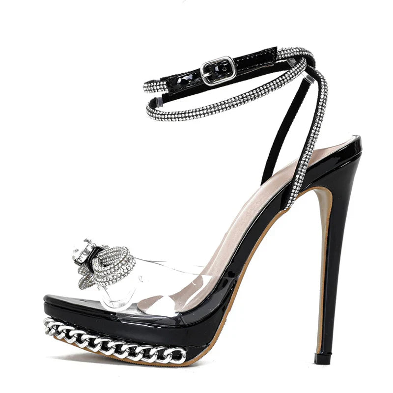 GlitterSteps Strik Sandalen met Kristallen Transparant