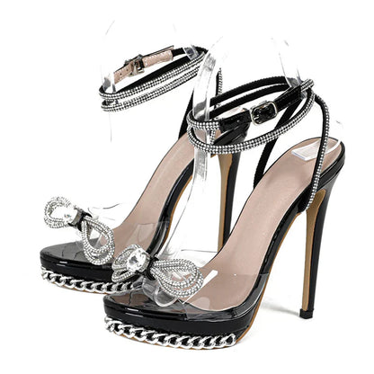 GlitterSteps Strik Sandalen met Kristallen Transparant