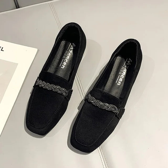Loafers voor Dames - Suède Schoenen met Dikke Hak - StudioMarella