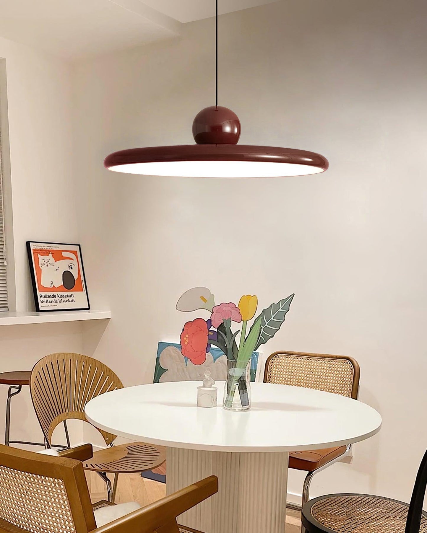 Ronde LED Hanglamp Lola – Minimalistisch Metaal & Acryl Disk Design – Dimbaar – Ø30/40/50cm – 3 Kleurtemperaturen – 150cm Verstelbare Kabel