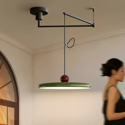 Mid-Century Swing Hanglamp — Kinetisch Design met Zwevende Schijf & Contragewicht | Verstelbare Armlamp voor Moderne Eetkamers en Creatieve Werkruimtes | Integrale LED