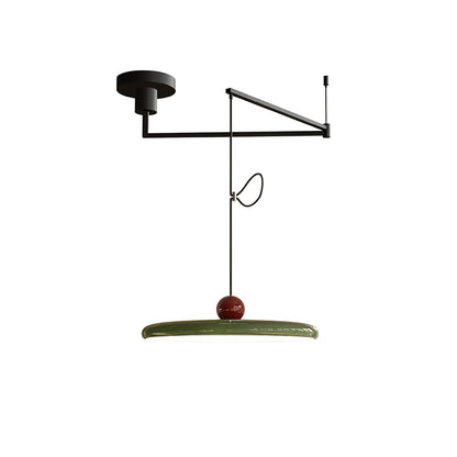 Mid-Century Swing Hanglamp — Kinetisch Design met Zwevende Schijf & Contragewicht | Verstelbare Armlamp voor Moderne Eetkamers en Creatieve Werkruimtes | Integrale LED