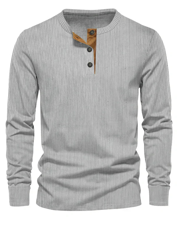 Herenshirt Lange Mouw Gestreept Comfortabel Slimfit