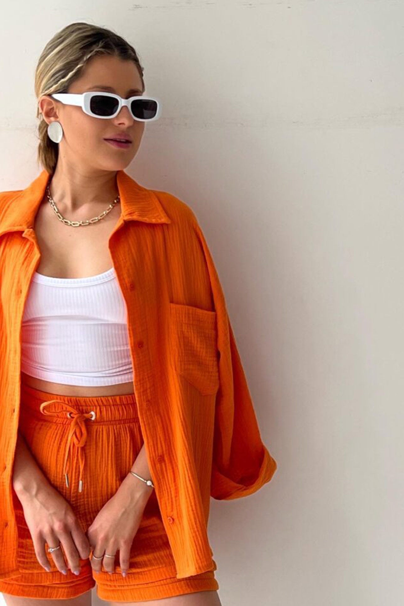 Zomer Short Set Lange Mouwen Shirt Voor Dames
