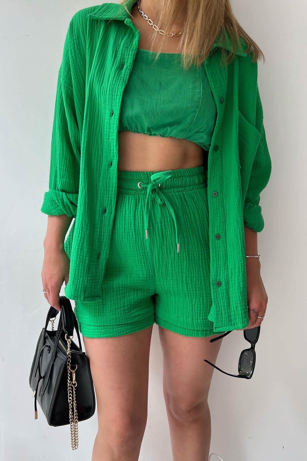 Zomer Short Set Lange Mouwen Shirt Voor Dames - StudioMarella
