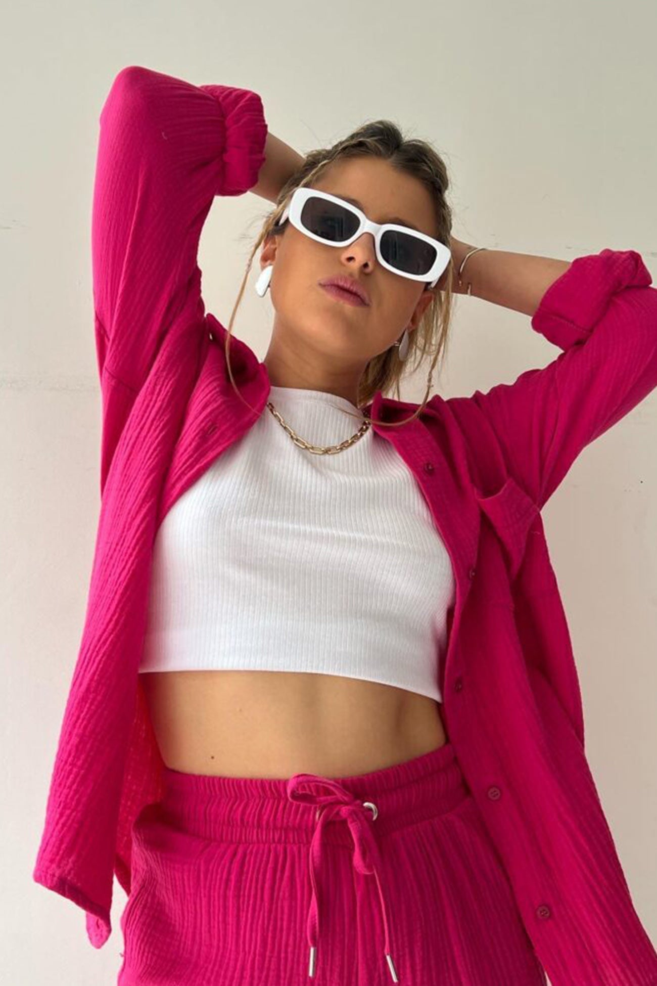Zomer Short Set Lange Mouwen Shirt Voor Dames