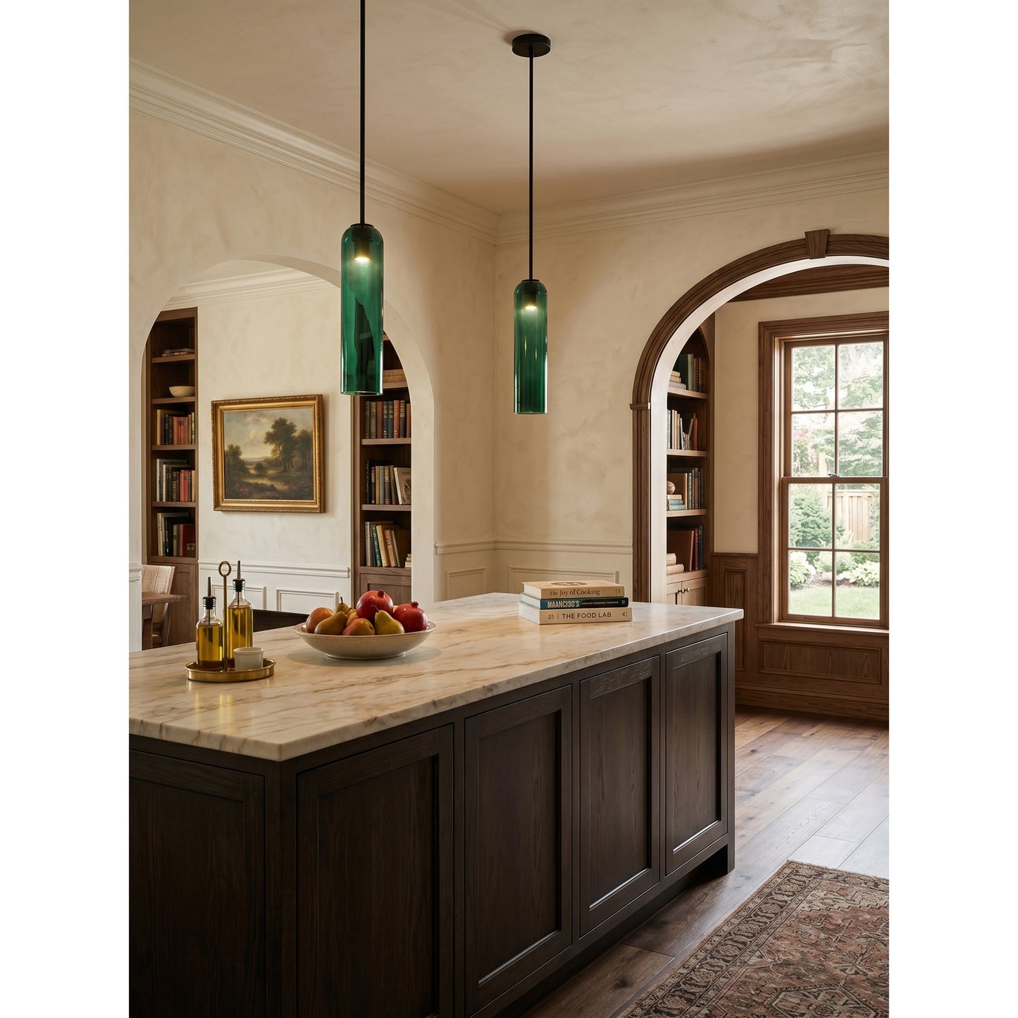 Glazen Hanglamp met Lange Buis – Mondgeblazen Glas Zwart of Goud Finish 10cm Diameter