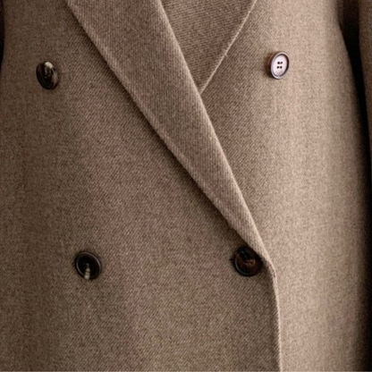 Damesmantel Oversized Lang Wol met Ceintuur Dubbel Gerijgd