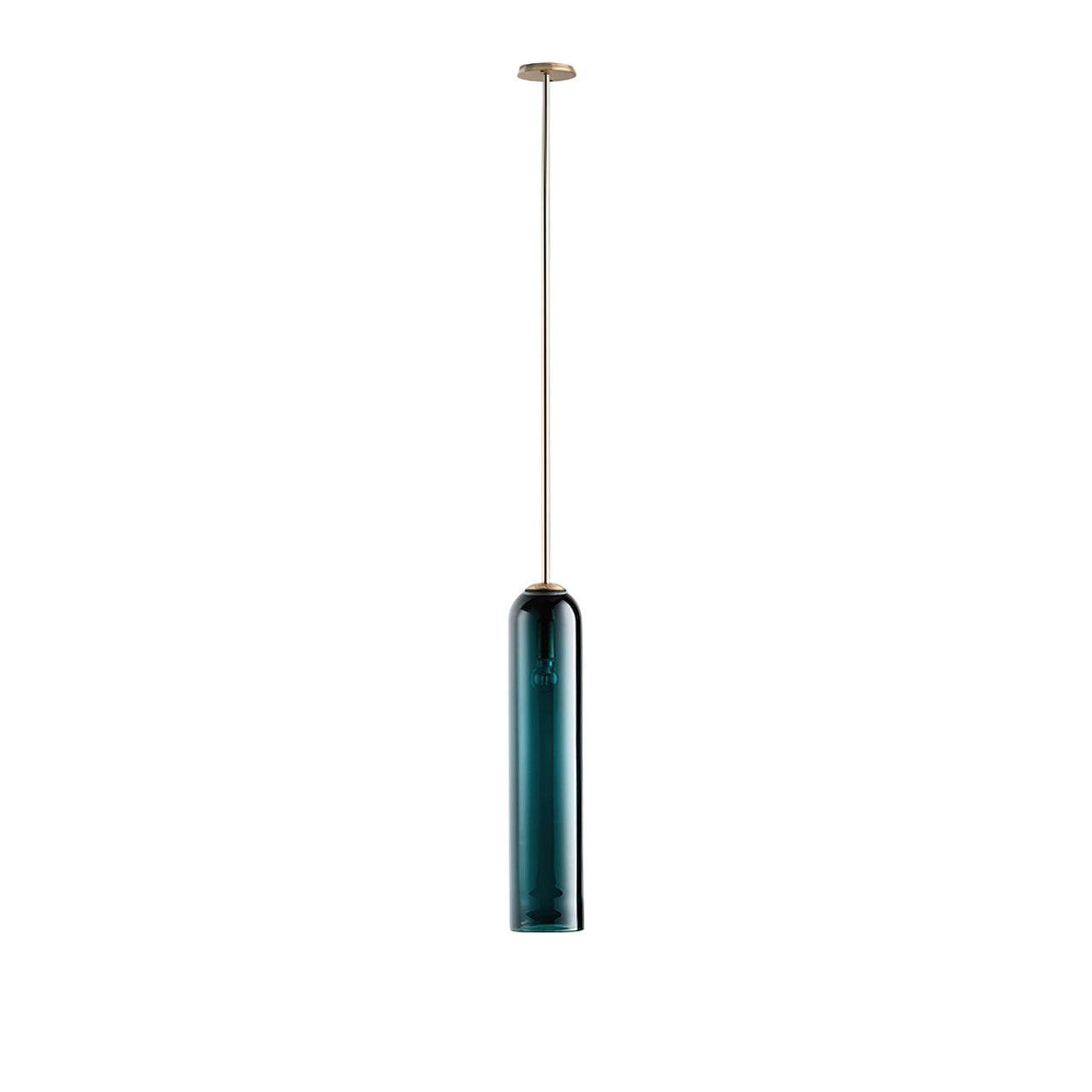 Glazen Hanglamp met Lange Buis – Mondgeblazen Glas Zwart of Goud Finish 10cm Diameter