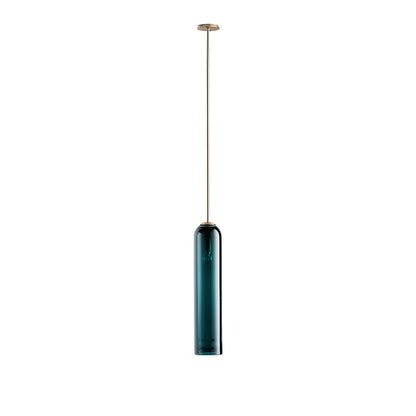 Glazen Hanglamp met Lange Buis – Mondgeblazen Glas Zwart of Goud Finish 10cm Diameter