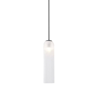 Glazen Hanglamp met Lange Buis – Mondgeblazen Glas Zwart of Goud Finish 10cm Diameter