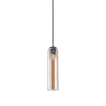 Glazen Hanglamp met Lange Buis – Mondgeblazen Glas Zwart of Goud Finish 10cm Diameter
