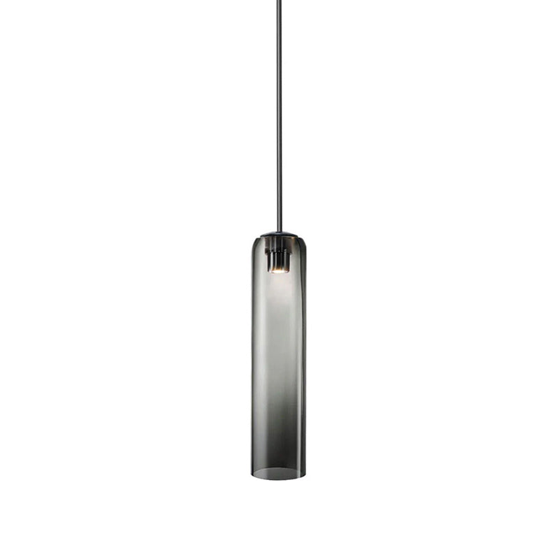 Glazen Hanglamp met Lange Buis – Mondgeblazen Glas Zwart of Goud Finish 10cm Diameter