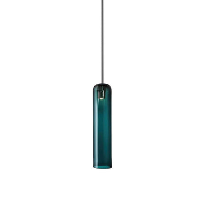 Glazen Hanglamp met Lange Buis – Mondgeblazen Glas Zwart of Goud Finish 10cm Diameter
