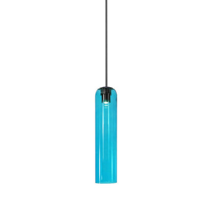 Glazen Hanglamp met Lange Buis – Mondgeblazen Glas Zwart of Goud Finish 10cm Diameter