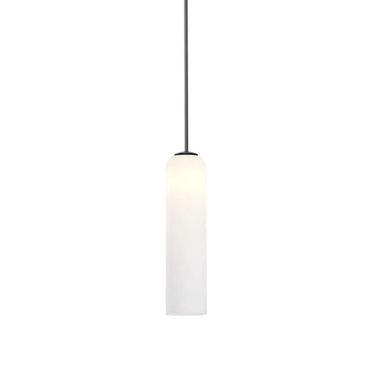 Glazen Hanglamp met Lange Buis – Mondgeblazen Glas Zwart of Goud Finish 10cm Diameter