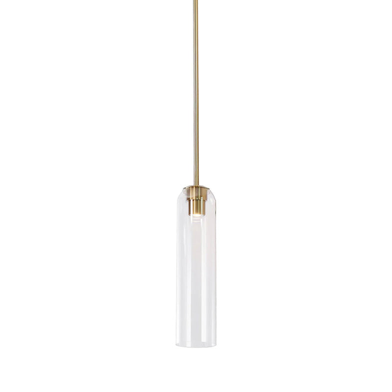 Glazen Hanglamp met Lange Buis – Mondgeblazen Glas Zwart of Goud Finish 10cm Diameter