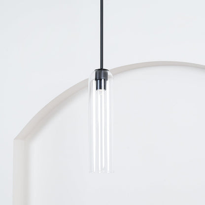 Glazen Hanglamp met Lange Buis – Mondgeblazen Glas Zwart of Goud Finish 10cm Diameter