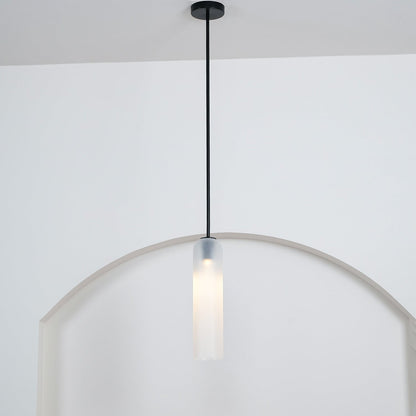 Glazen Hanglamp met Lange Buis – Mondgeblazen Glas Zwart of Goud Finish 10cm Diameter