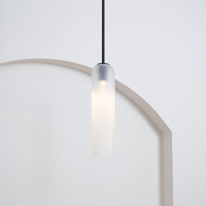 Glazen Hanglamp met Lange Buis – Mondgeblazen Glas Zwart of Goud Finish 10cm Diameter