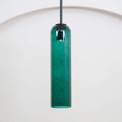 Glazen Hanglamp met Lange Buis – Mondgeblazen Glas Zwart of Goud Finish 10cm Diameter