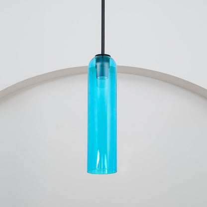 Glazen Hanglamp met Lange Buis – Mondgeblazen Glas Zwart of Goud Finish 10cm Diameter