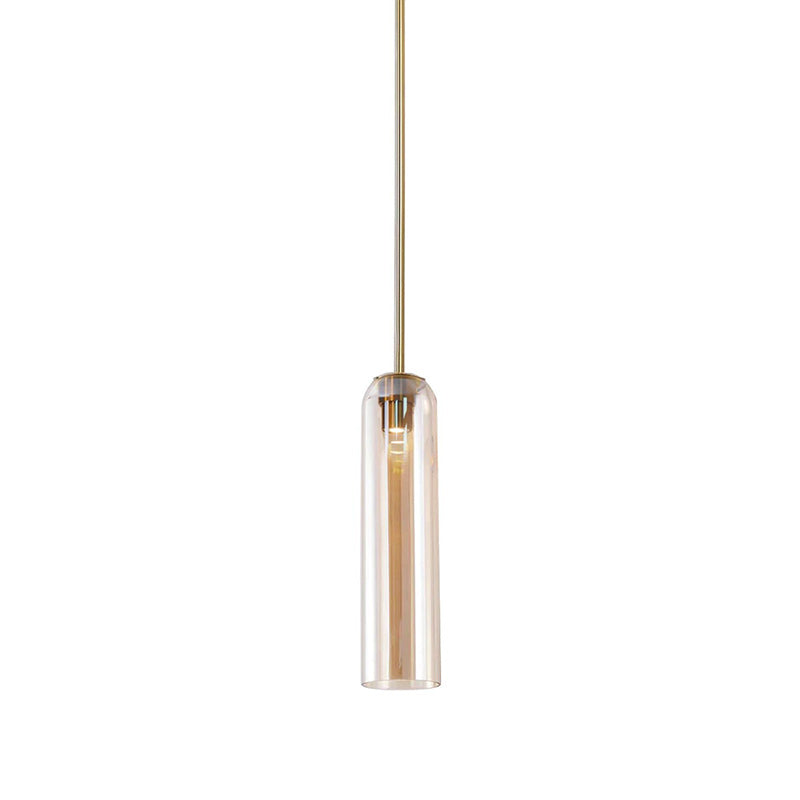 Glazen Hanglamp met Lange Buis – Mondgeblazen Glas Zwart of Goud Finish 10cm Diameter
