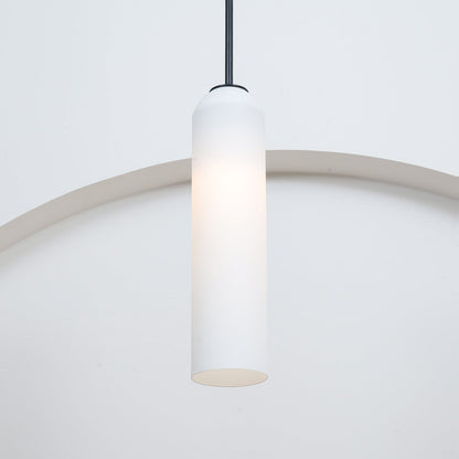 Glazen Hanglamp met Lange Buis – Mondgeblazen Glas Zwart of Goud Finish 10cm Diameter