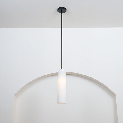 Glazen Hanglamp met Lange Buis – Mondgeblazen Glas Zwart of Goud Finish 10cm Diameter