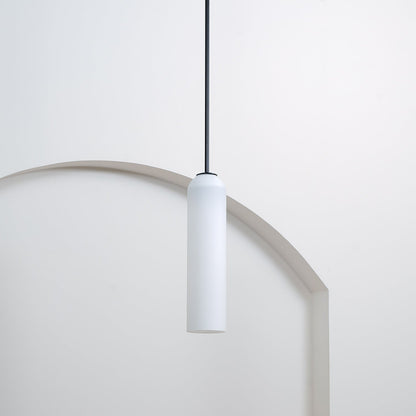 Glazen Hanglamp met Lange Buis – Mondgeblazen Glas Zwart of Goud Finish 10cm Diameter