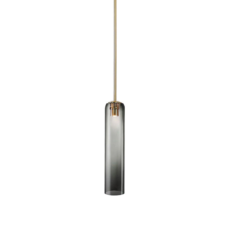 Glazen Hanglamp met Lange Buis – Mondgeblazen Glas Zwart of Goud Finish 10cm Diameter