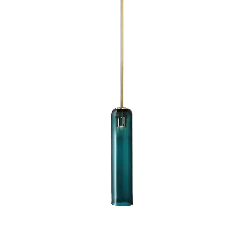 Glazen Hanglamp met Lange Buis – Mondgeblazen Glas Zwart of Goud Finish 10cm Diameter