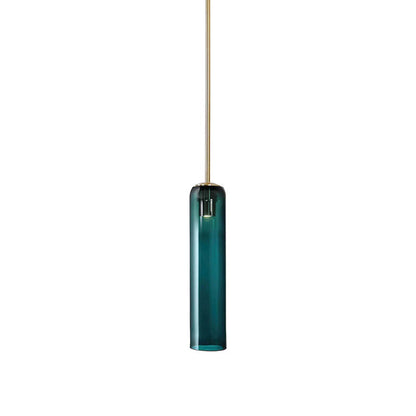Glazen Hanglamp met Lange Buis – Mondgeblazen Glas Zwart of Goud Finish 10cm Diameter