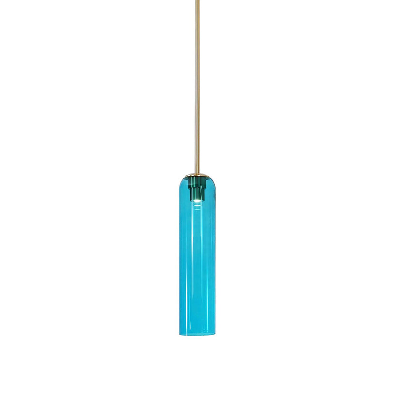 Glazen Hanglamp met Lange Buis – Mondgeblazen Glas Zwart of Goud Finish 10cm Diameter