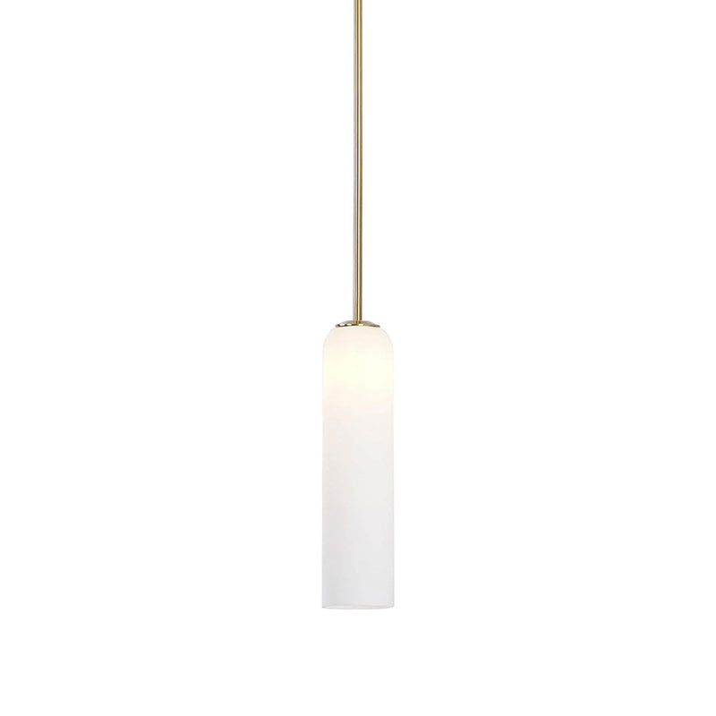 Glazen Hanglamp met Lange Buis – Mondgeblazen Glas Zwart of Goud Finish 10cm Diameter