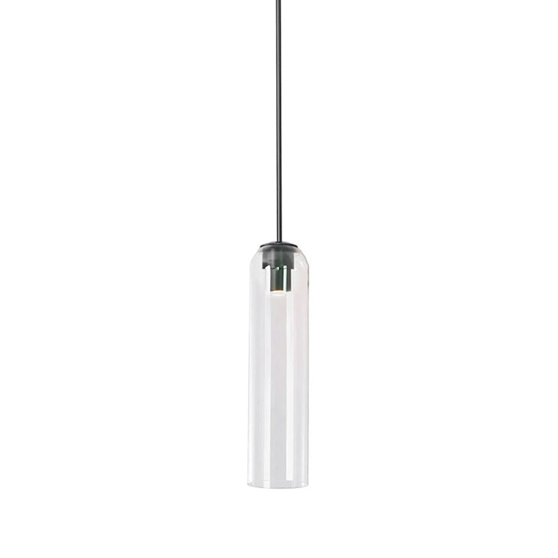 Glazen Hanglamp met Lange Buis – Mondgeblazen Glas Zwart of Goud Finish 10cm Diameter