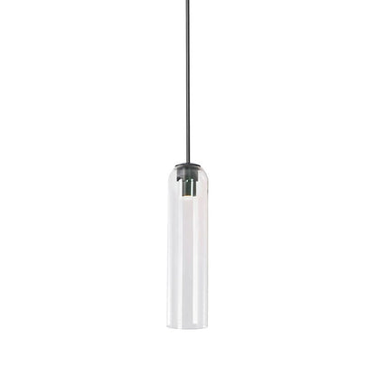 Glazen Hanglamp met Lange Buis – Mondgeblazen Glas Zwart of Goud Finish 10cm Diameter