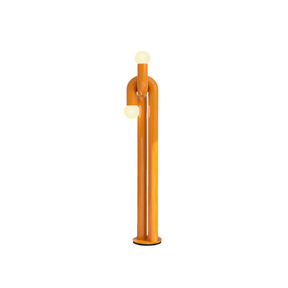 Moderne Staande Boogvorm Lamp met Twee Glazen Bollen – Decoratieve Dubbele Verlichting voor Woonkamer