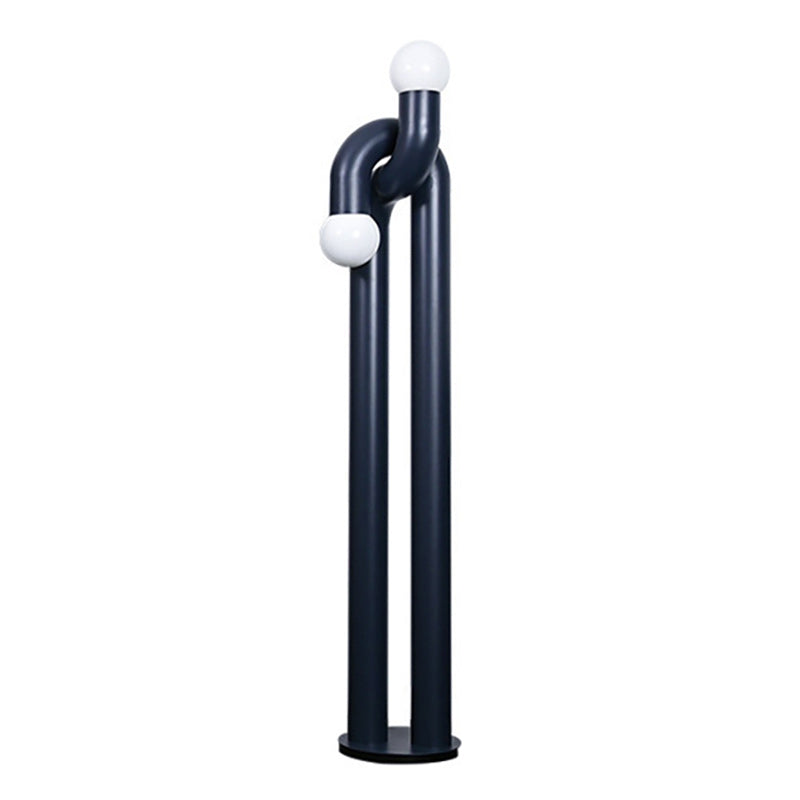 Moderne Staande Boogvorm Lamp met Twee Glazen Bollen – Decoratieve Dubbele Verlichting voor Woonkamer