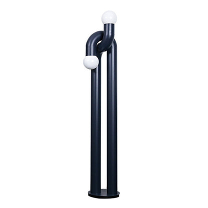 Moderne Staande Boogvorm Lamp met Twee Glazen Bollen – Decoratieve Dubbele Verlichting voor Woonkamer