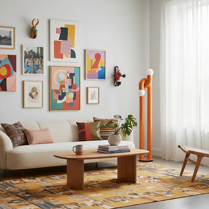 Moderne Staande Boogvorm Lamp met Twee Glazen Bollen – Decoratieve Dubbele Verlichting voor Woonkamer