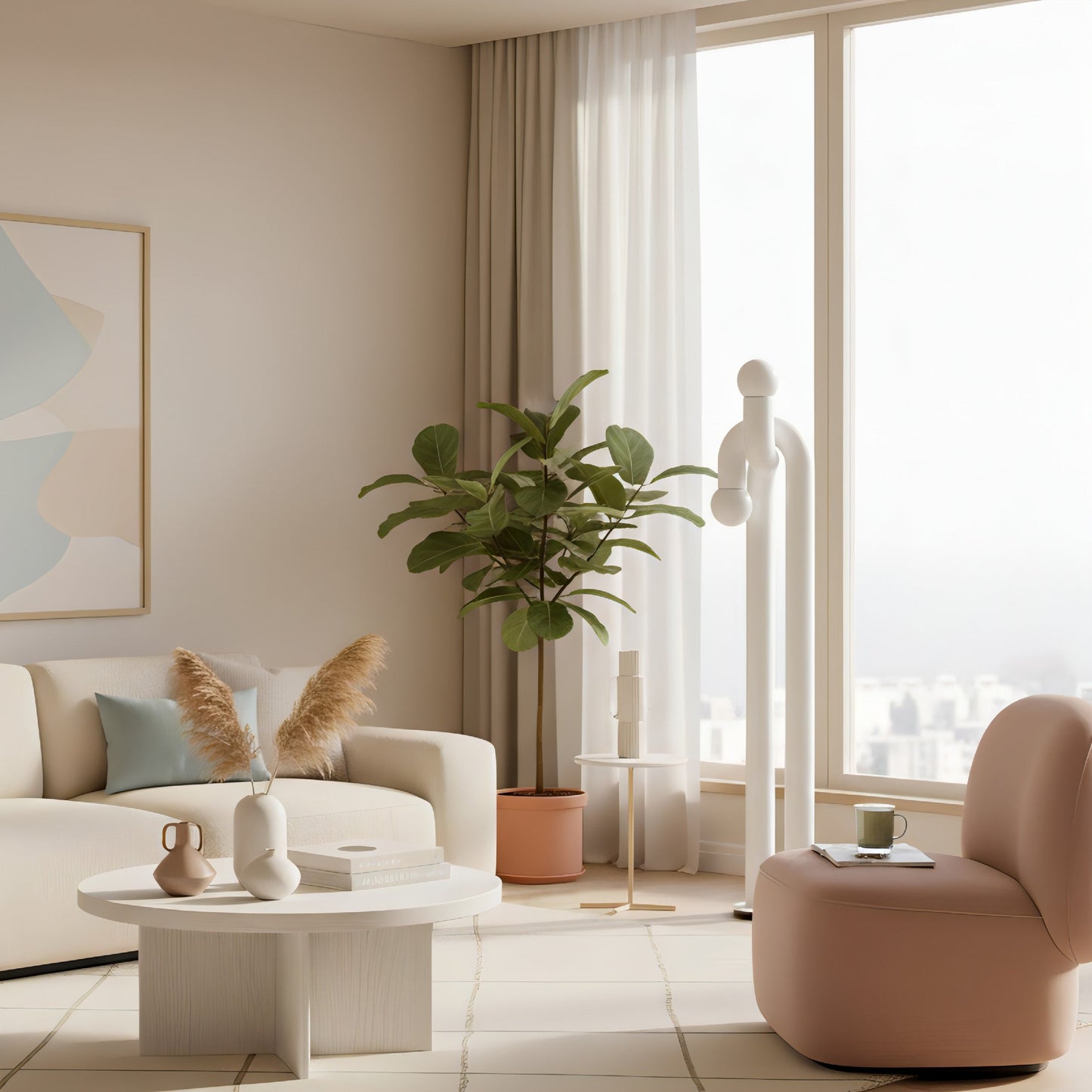 Moderne Staande Boogvorm Lamp met Twee Glazen Bollen – Decoratieve Dubbele Verlichting voor Woonkamer