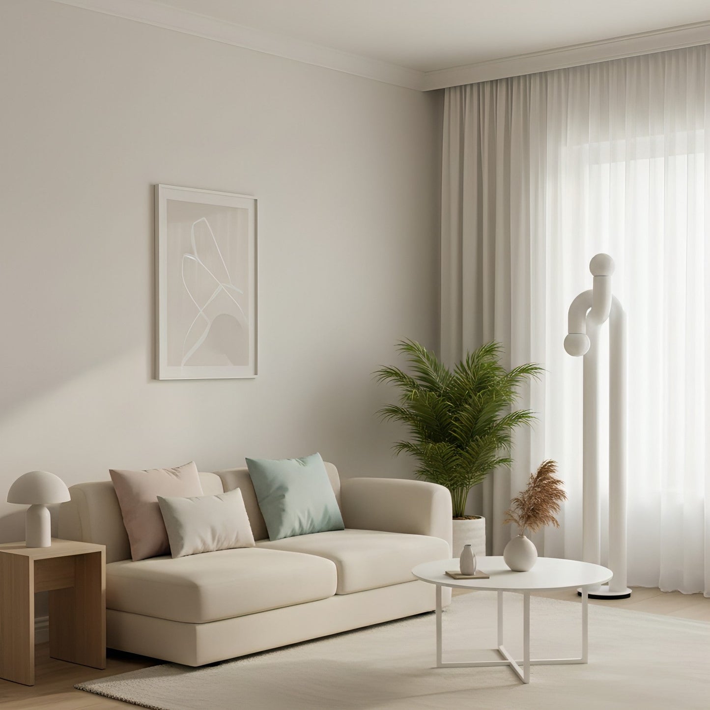 Moderne Staande Boogvorm Lamp met Twee Glazen Bollen – Decoratieve Dubbele Verlichting voor Woonkamer