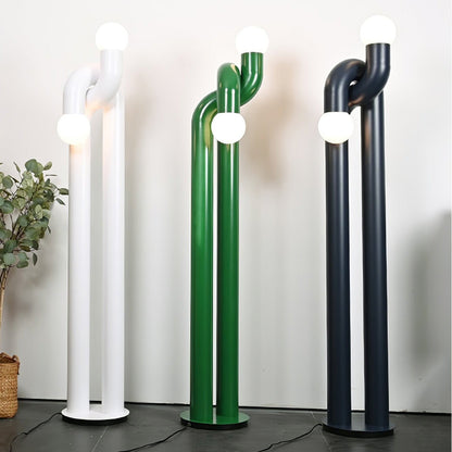 Moderne Staande Boogvorm Lamp met Twee Glazen Bollen – Decoratieve Dubbele Verlichting voor Woonkamer