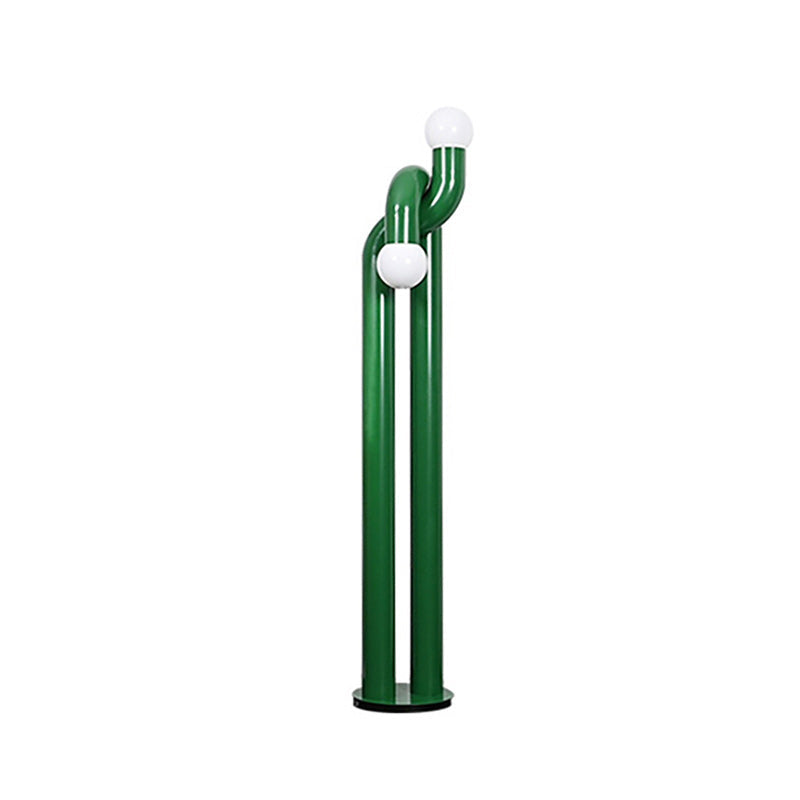 Moderne Staande Boogvorm Lamp met Twee Glazen Bollen – Decoratieve Dubbele Verlichting voor Woonkamer