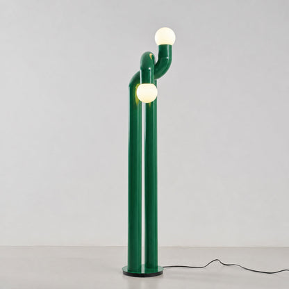 Moderne Staande Boogvorm Lamp met Twee Glazen Bollen – Decoratieve Dubbele Verlichting voor Woonkamer