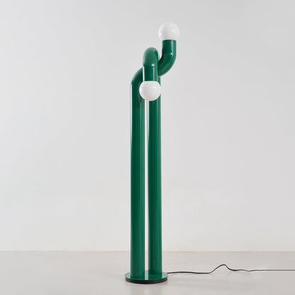 Moderne Staande Boogvorm Lamp met Twee Glazen Bollen – Decoratieve Dubbele Verlichting voor Woonkamer