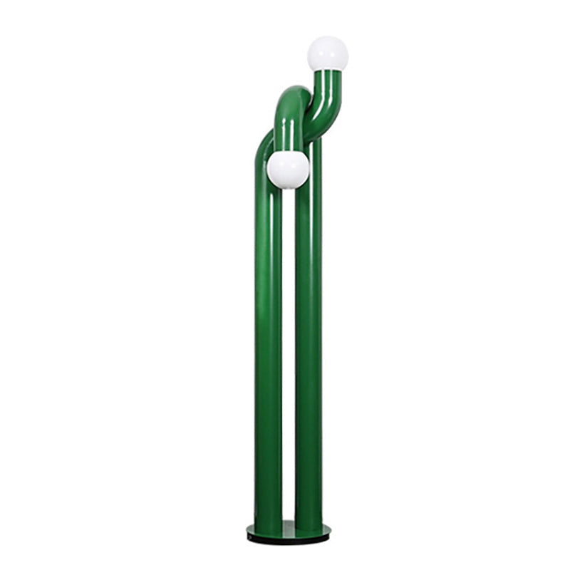 Moderne Staande Boogvorm Lamp met Twee Glazen Bollen – Decoratieve Dubbele Verlichting voor Woonkamer