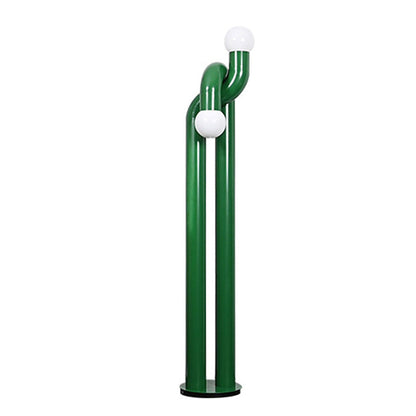 Moderne Staande Boogvorm Lamp met Twee Glazen Bollen – Decoratieve Dubbele Verlichting voor Woonkamer